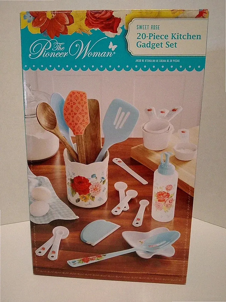 Pioneer Woman Sweet Road 20 Piece Kitchen Gadget Set Ceramic Crock