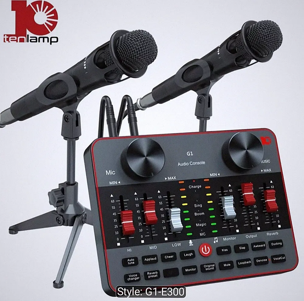 PODCAST EQUIPMENT BUNDLE ALL-IN-ONE AUDIO INTERFACE DJ MIXER WITH 2 CONDENSER...