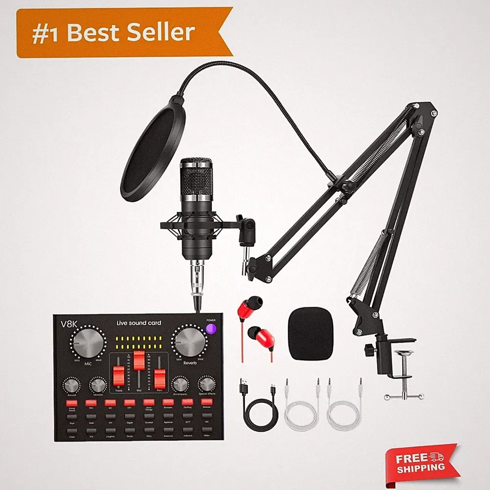 Podcasting Equipment Bundle, BM-800 Studio Kit with Voice Converter for Gamer...