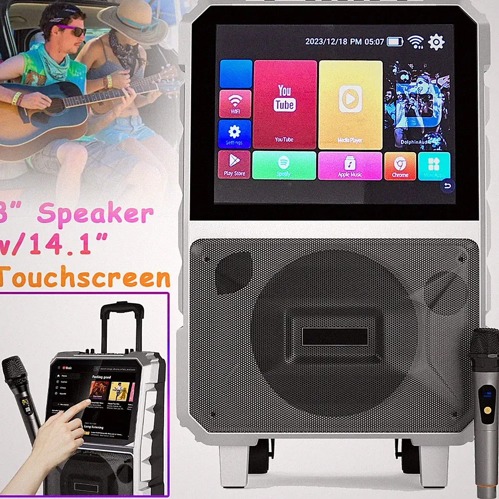 Portable 8 Inch Karaoke Machine Bluetooth Party Speaker System with Wireless Mic