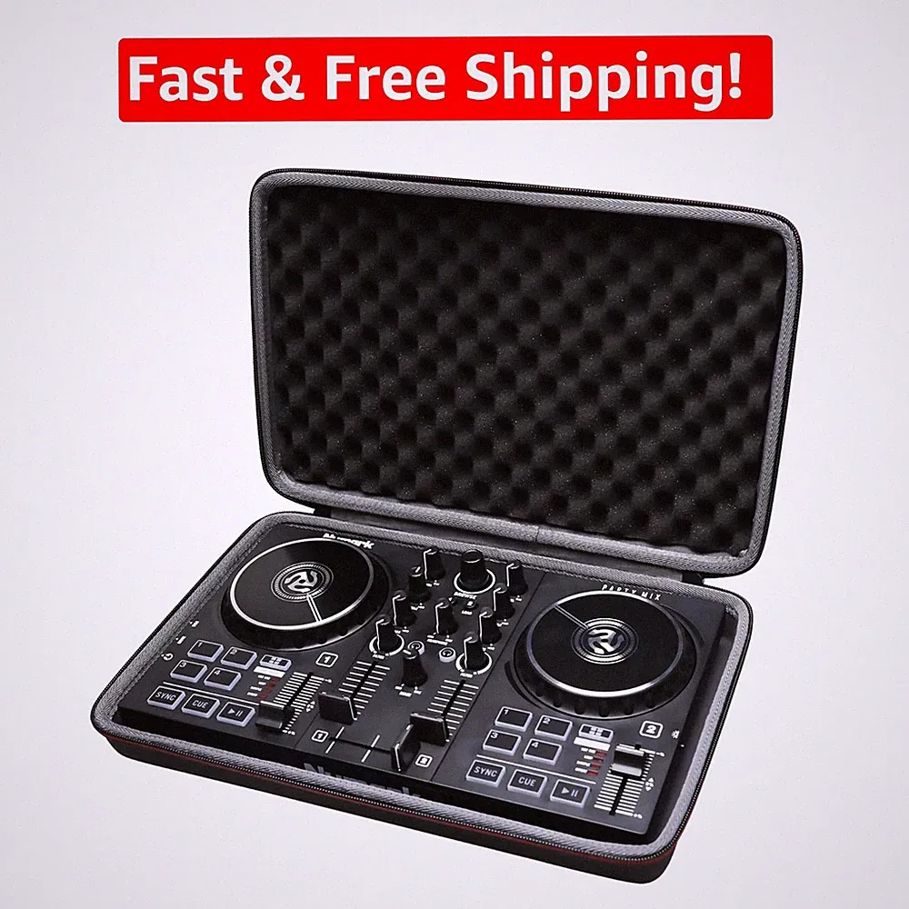 Portable Black DJ Mixer Case with 360-Degree Zipper for Numark Controllers