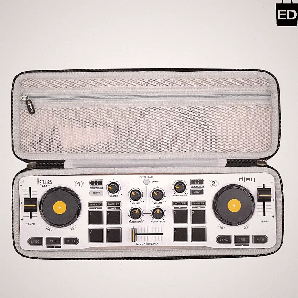 Portable Black Travel Case for Hercules DJControl Mix - Scratch-Resistant Design
