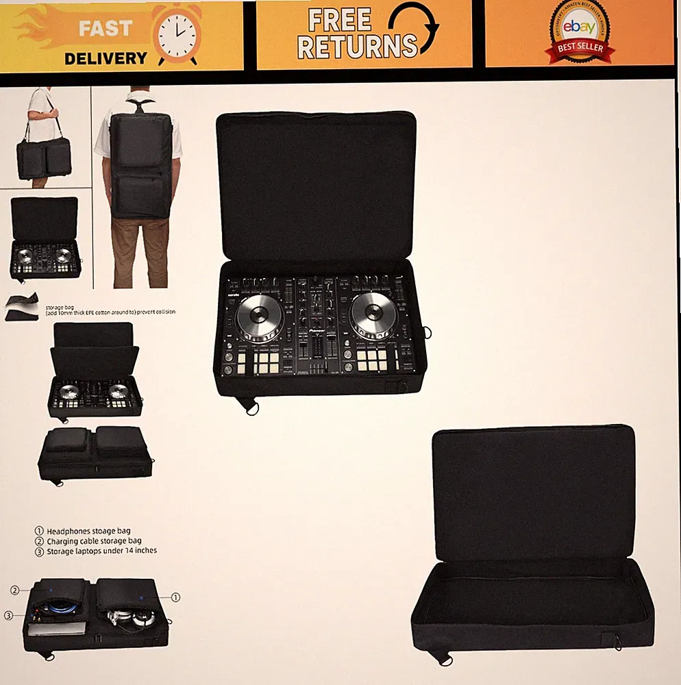 Portable DJ Controller Travel Case - Fits Pioneer DDJ-SR/SR2, Hercules, Traktor