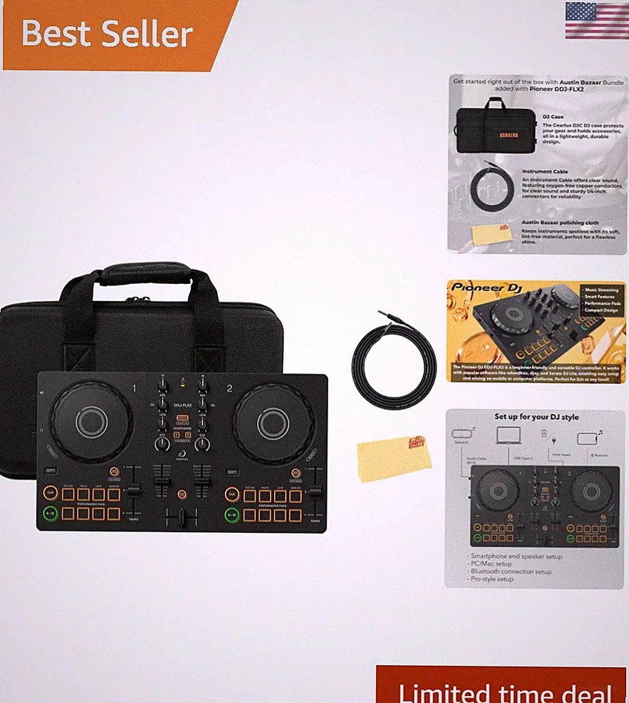 Portable Pioneer DJ DDJ- Controller & Accessories - Stream Music Effortlessly
