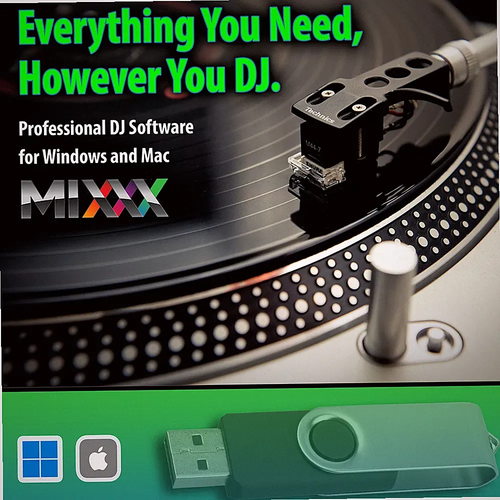 PRO DJ Music Mixing Software-MIXXX-STEM-MIDI Controller, Vinyl Supprt-PC/Mac-USB