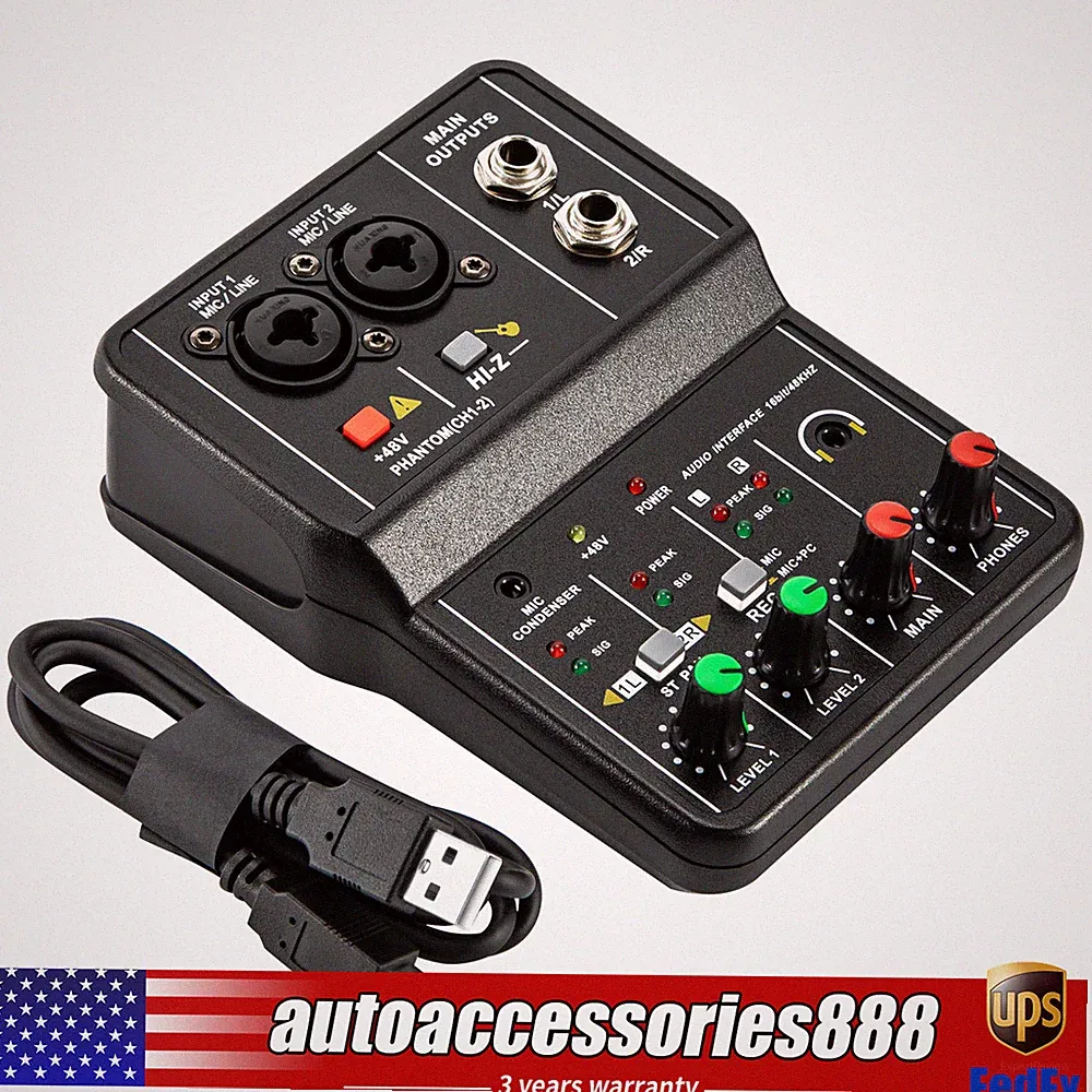 Professional 2 Channel USB Studio Audio Mixer Board BT Sound Mixing Console