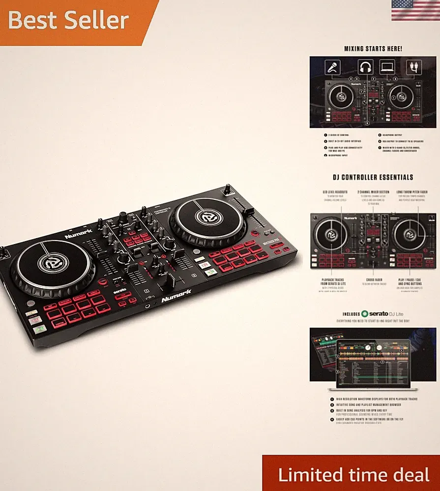 Professional 2 Deck Serato DJ Controller with Built-In Effects & Audio Interface