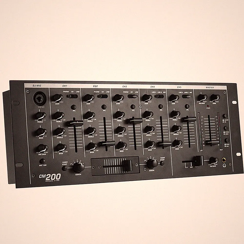 Professional 5-Channel DJ Rack Mount Stereo Mixer W/ Mic Control 3-Band EQ E6P4