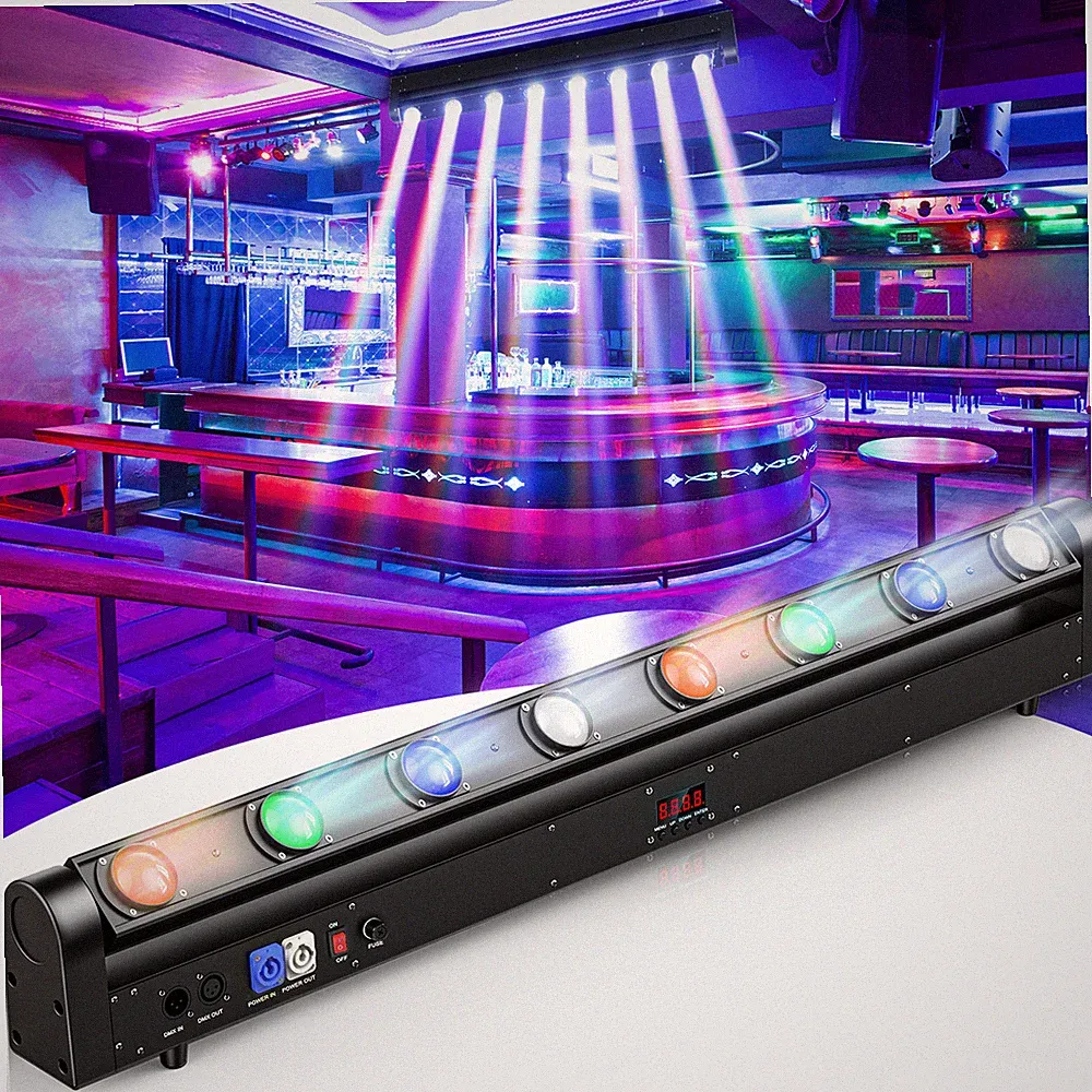 Professional 8PC RGBW Moving Head LED Bar DMX Control Stage Lighting DJ