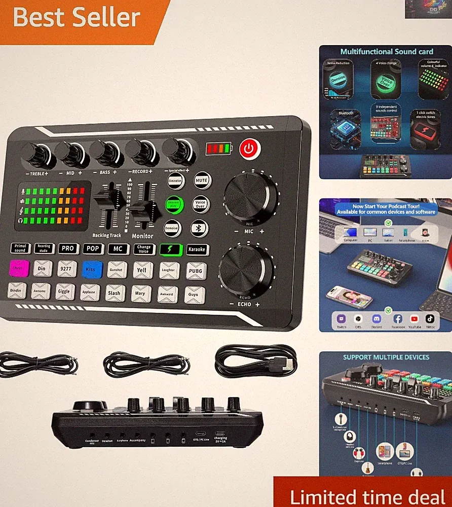 Professional Audio Mixer & DJ Controller with Voice Changer for Podcasters