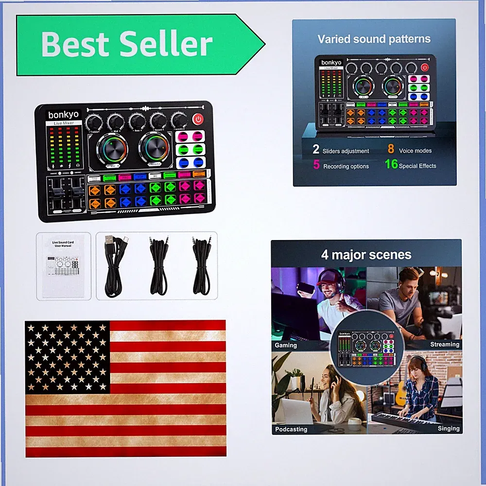 Professional Audio Mixer, F999 Live Sound Card With Dj Mixer For Streaming/Po...