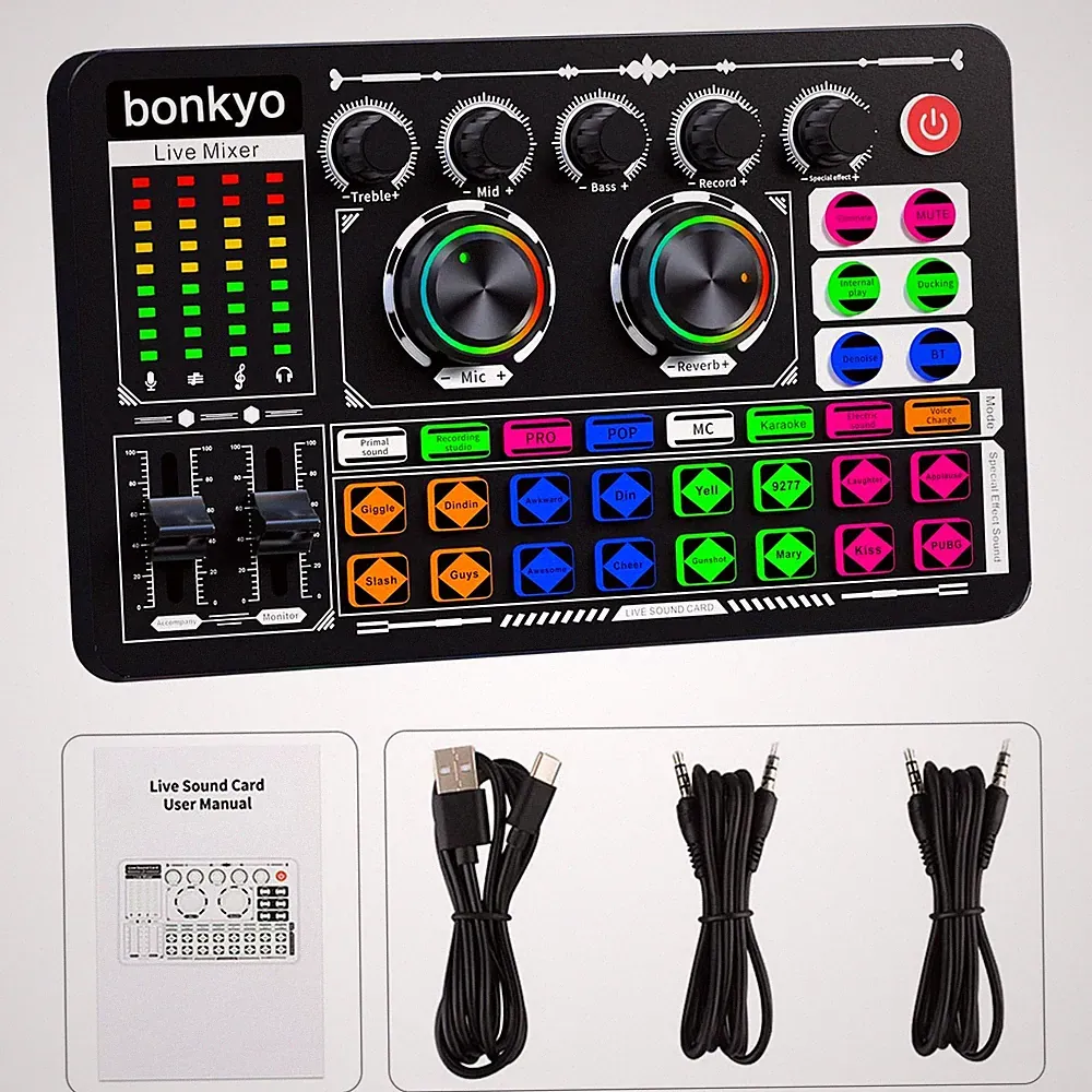 Professional Audio Mixer, F999 Live Sound Card With Dj Mixer For Streaming/Po...