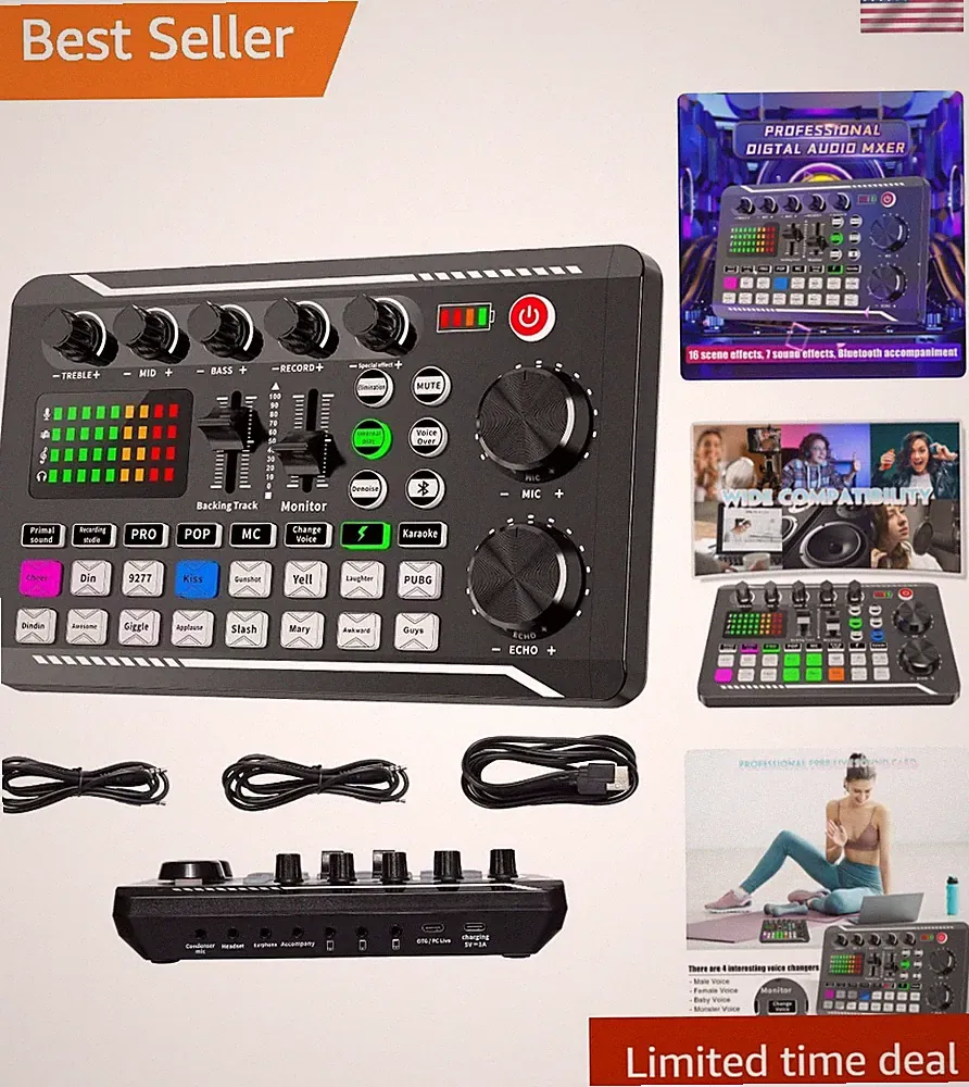 Professional Audio Mixer, Live Sound Card and Audio Interface with DJ Mixer E...