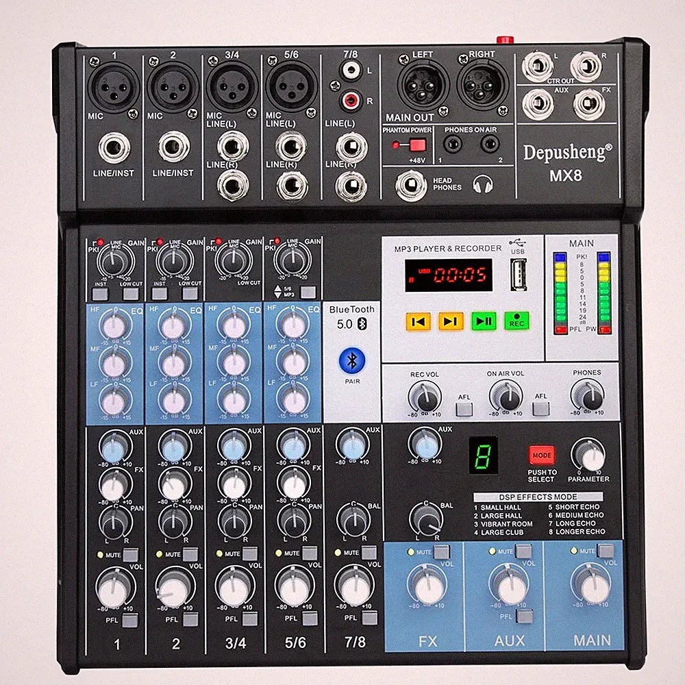 Professional Audio Mixer Sound Board Console 8-Channel DJ Controller Sound...