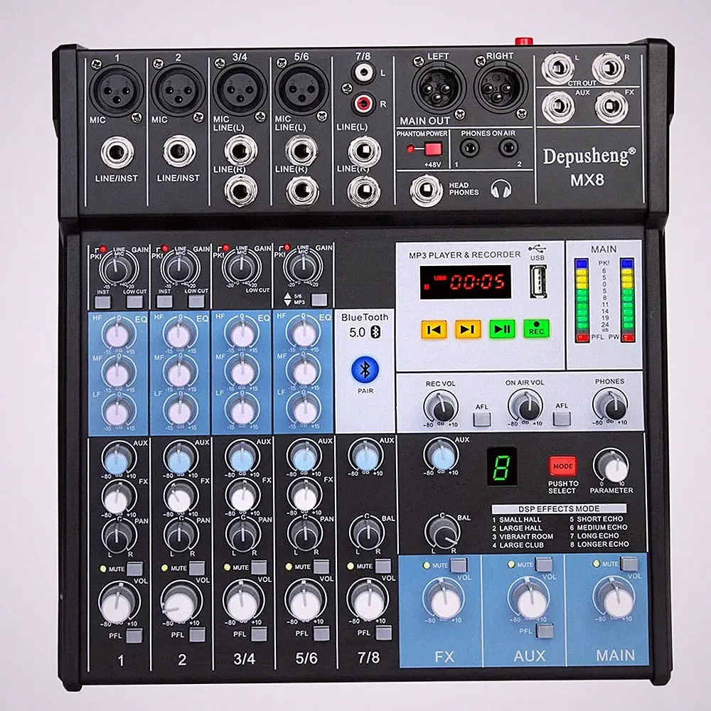 Professional Audio Mixer Sound Board Console 8-Channel DJ Controller Sound Mi...