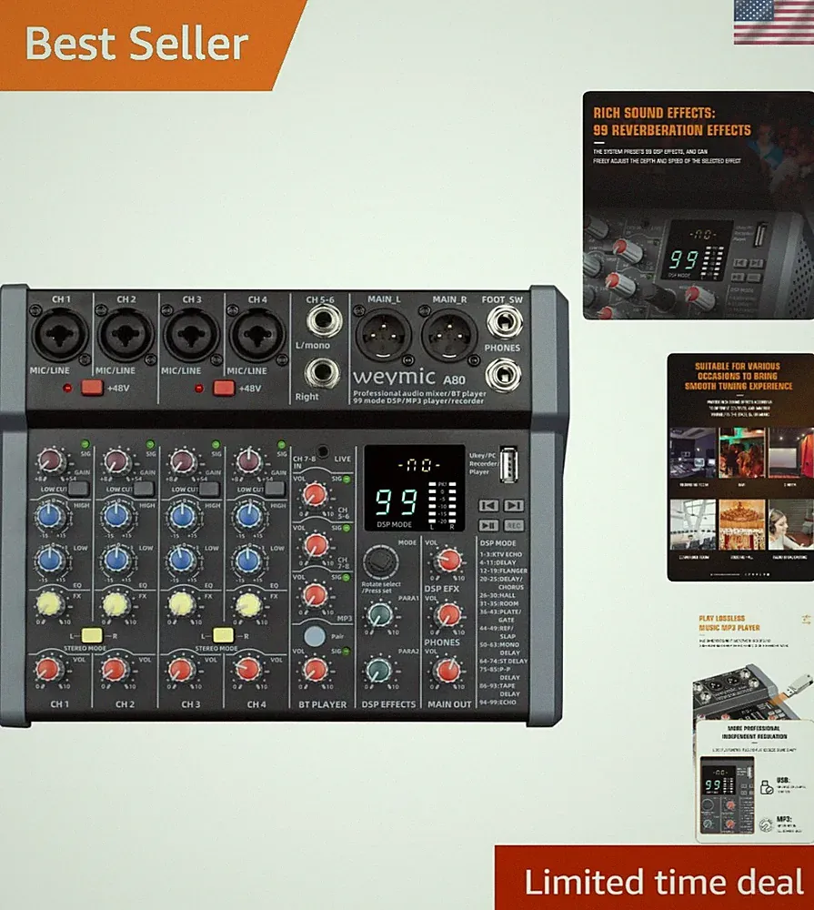 Professional DJ Mixer with 99 DSP Effects and Compact Design for Superior Sound
