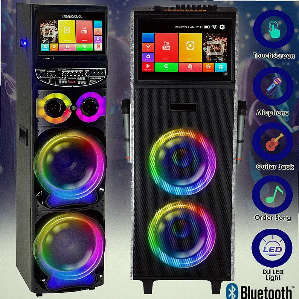 Professional Karaoke Machine Bluetooth Speaker Lyrics Display Screen w/ Mic DJ