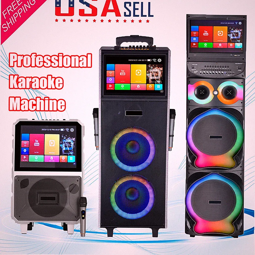 Professional Karaoke Machine BT Speaker w/ Lyrics Display Screen & Wireless Mic