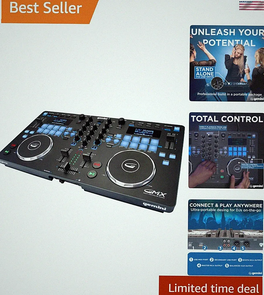 Professional Portable DJ Controller with Touch-Sensitive Jog Wheels & XLR Output