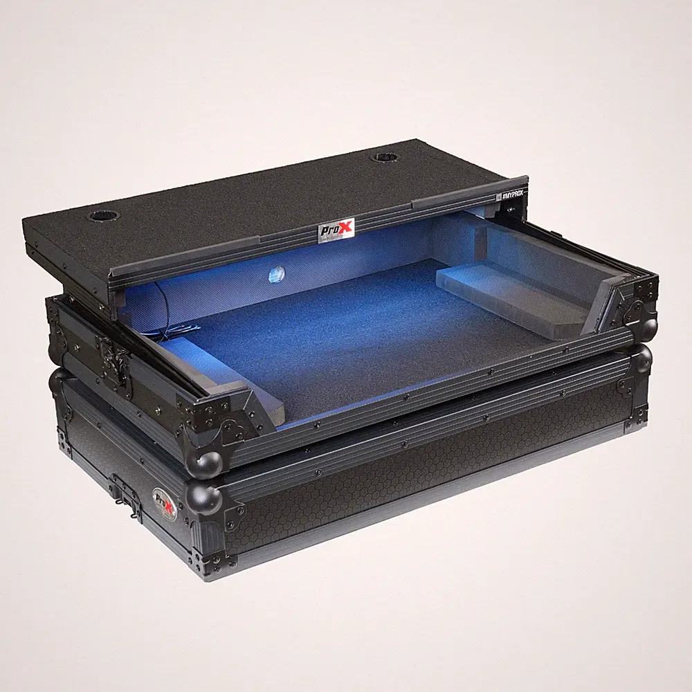Prox Flight Road Case w/ RGB LED Strip Shelf-Glide For AlphaTheta XDJ-AN