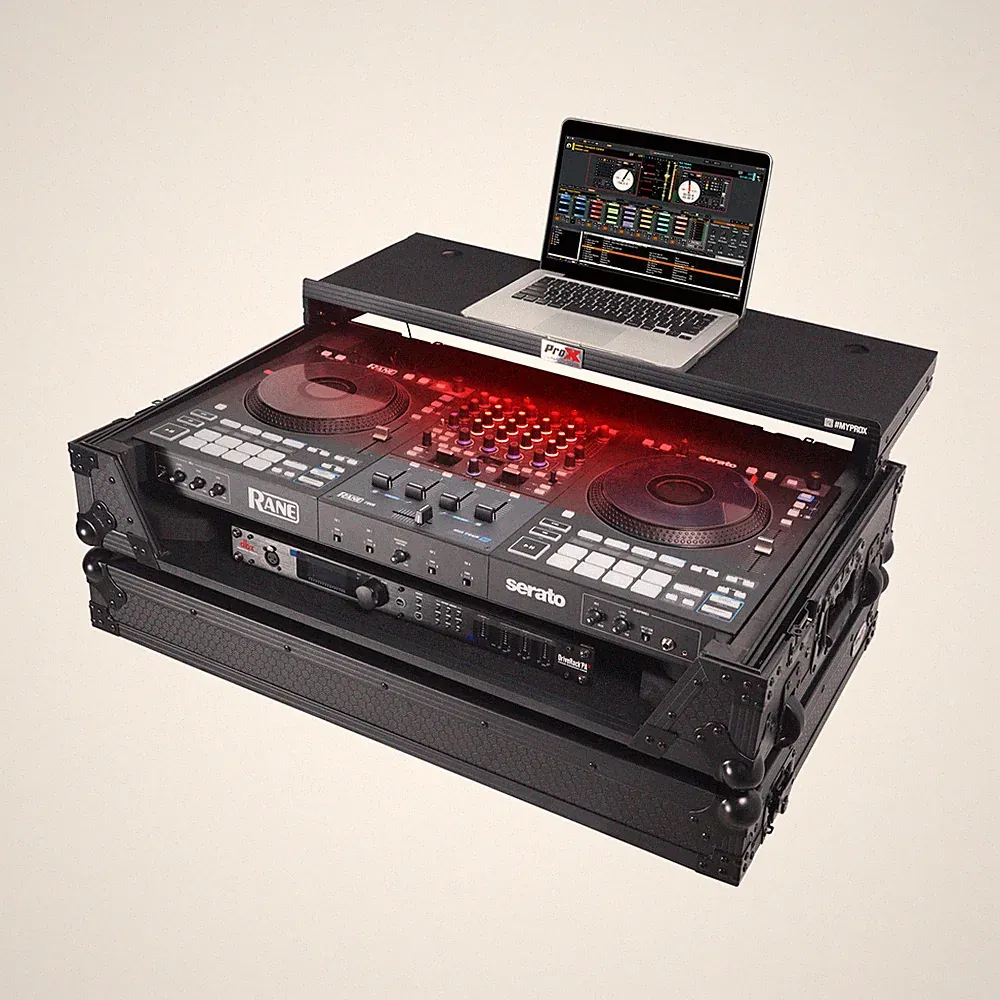 ProX XS-RANEFOUR WLTBL LED ATA Road Case For RANE Four DJ Control+Laptop Shelf