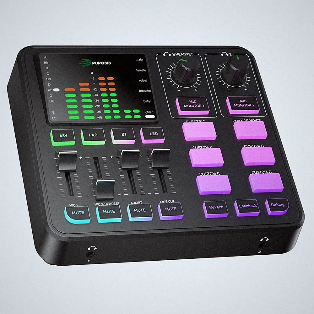 PUPGSIS Gaming Audio Mixer, Audio Interface for PC/Podcast/Streaming, Sound B...