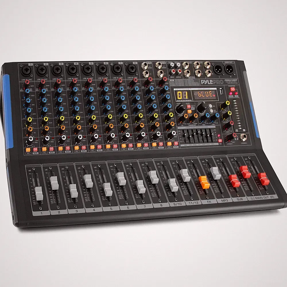 PYLE 12-Channel Bluetooth Studio Audio Mixer - DJ Sound Controller Interface