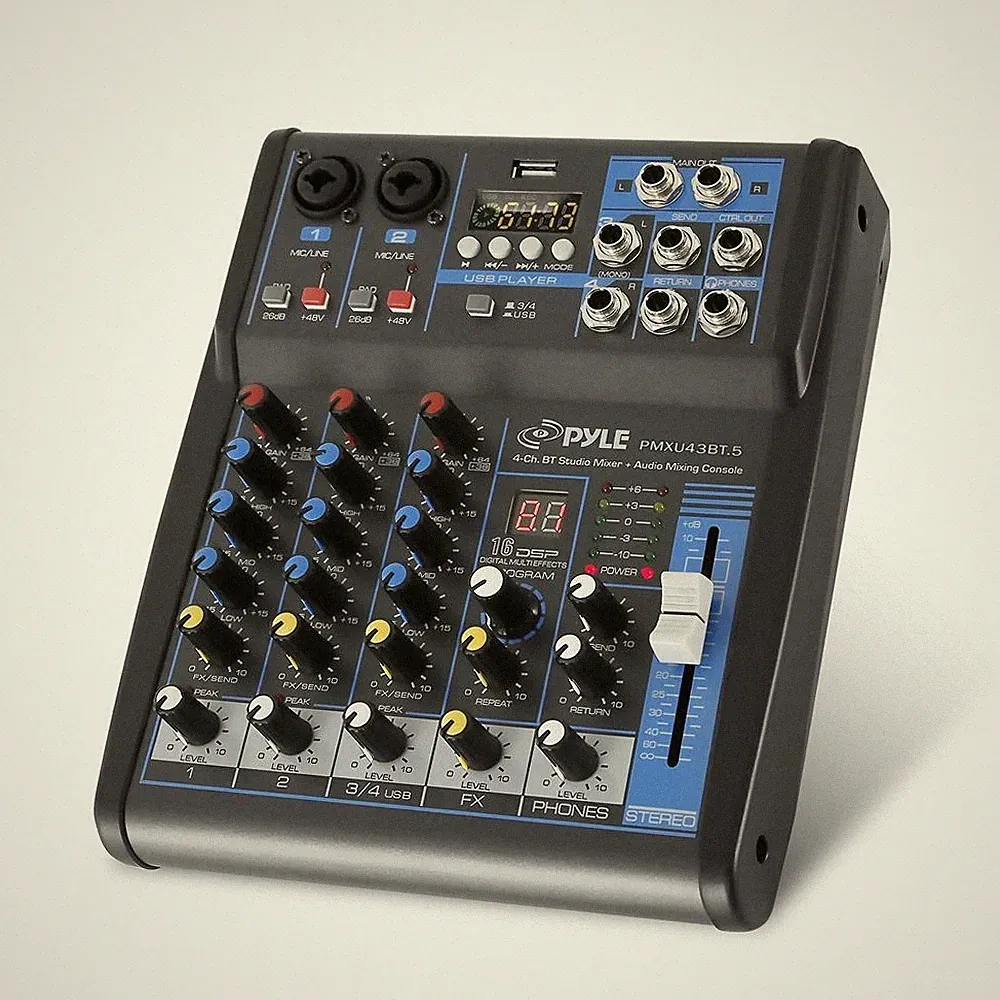 Pyle 4-Ch. Bluetooth Studio Mixer - DJ Controller Audio Mixing Console System