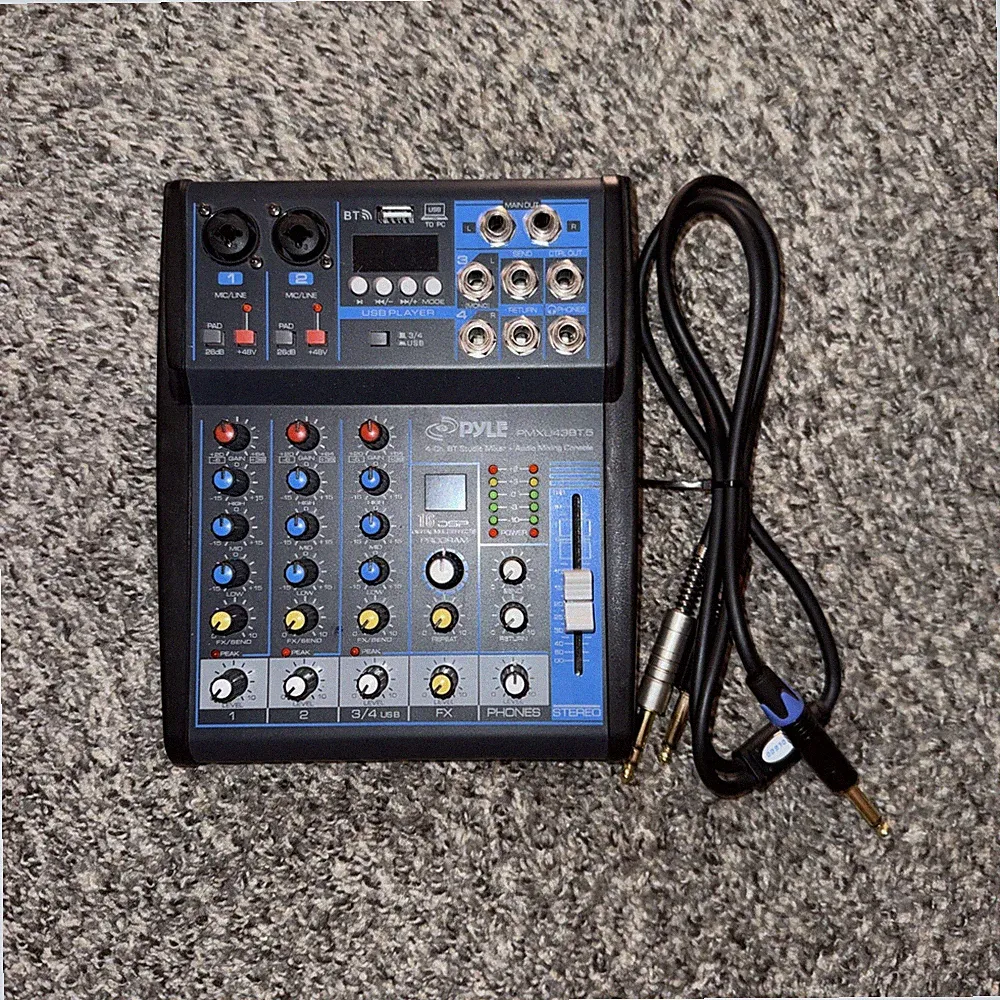 Pyle 4 Channel Audio Mixer with Bluetooth - DJ Sound Board Controller (PMXU43BT)