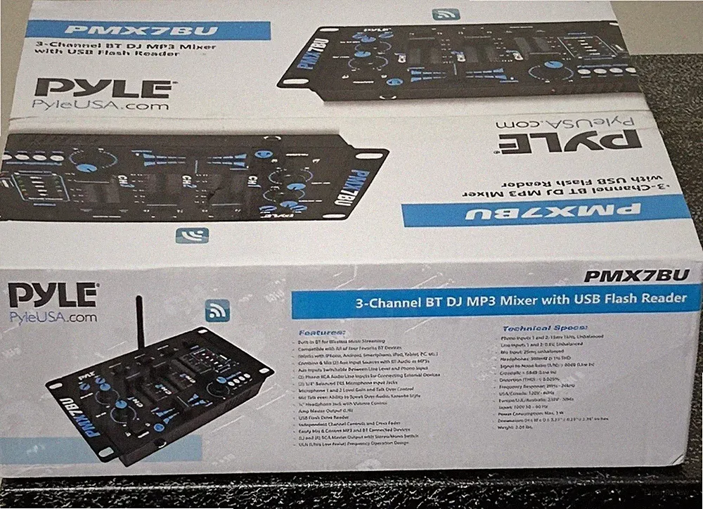 Pyle Bluetooth 3-Channel DJ MP3 Mixer, Mic-Talkover, USB Flash Reader