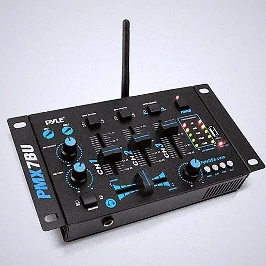 Pyle Bluetooth 3-Channel DJ MP3 Mixer, Mic-Talkover, USB Flash Reader