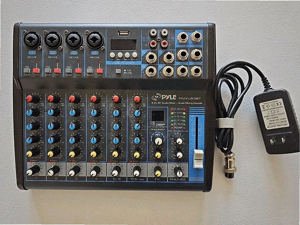 Pyle Bluetooth 8 Ch. Studio / DJ Controller Audio Mixer Console System PMXU83BT