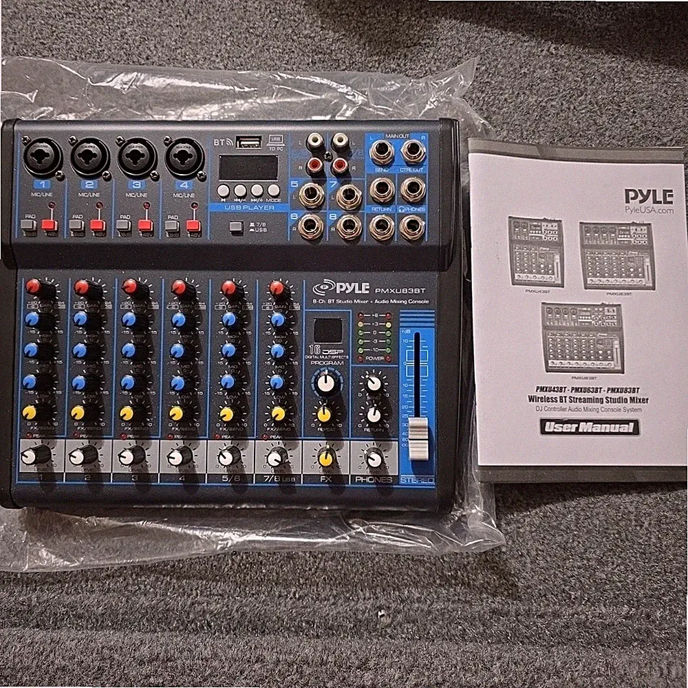 Pyle Bluetooth Studio DJ Controller Audio Mixer Console System PMXU83BT