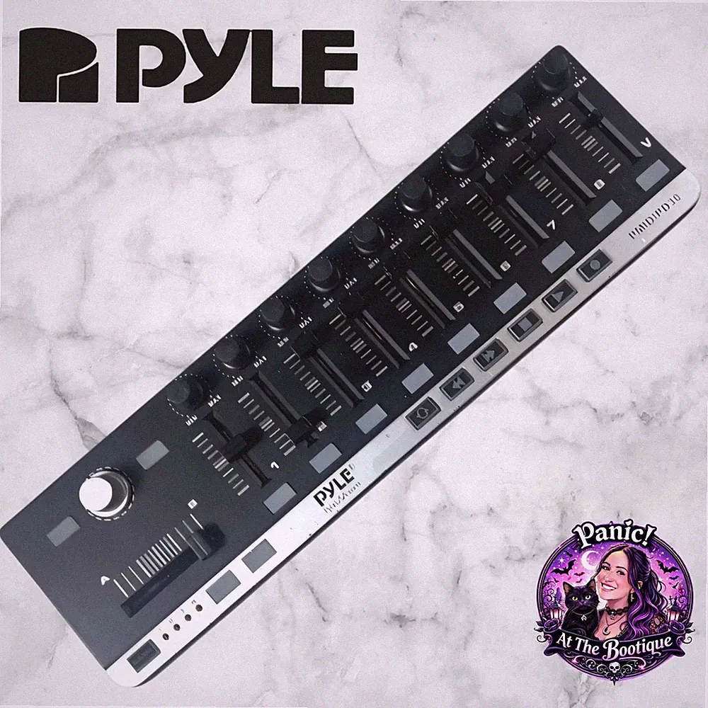 Pyle MIDI Controller PMIDIPD30 USB Black Silver 9 Faders 9 Knobs DJ Mixer Gear