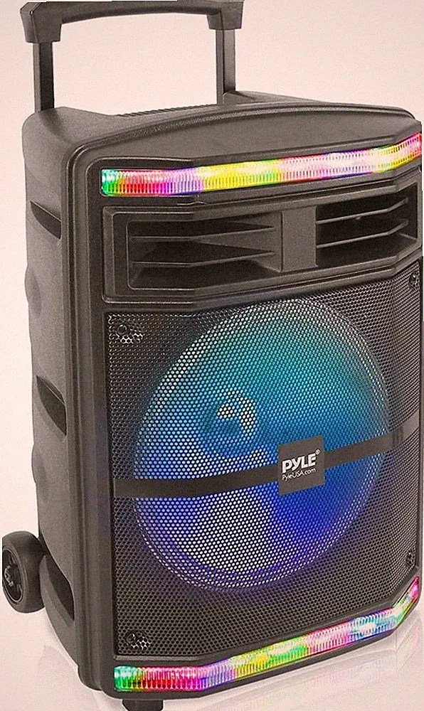 Pyle PA Speaker System 600W Bluetooth, Rechargeable, Portable, Lights PPHP1044B