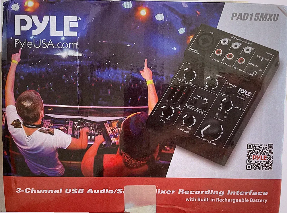 Pyle PAD15MXU USB Audio Mixer DJ Controller 3 Channel USB Mixer