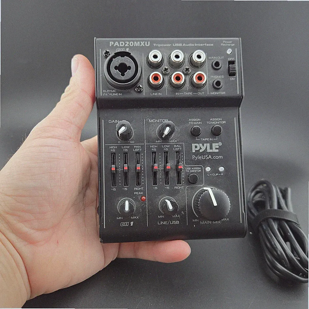 Pyle PAD15MXU USB Audio Mixer DJ Controller 3 Channel USB Mixer