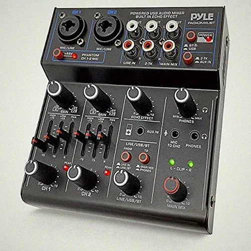 Pyle PAD43MXUBT Professional Wireless DJ Audio Mixer - 4 Channel Bluetooth