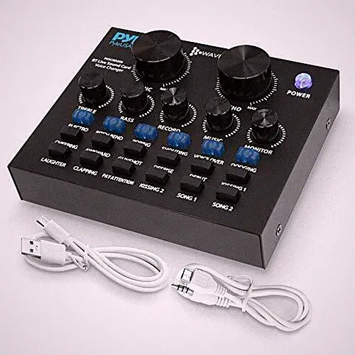 Pyle PKSCRD208 Bluetooth Mini Audio Interface Podcast Mixer Sound Card
