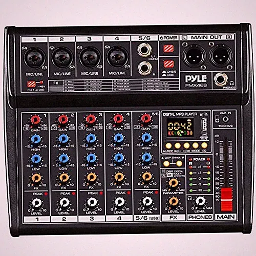 Pyle PMX466 Professional Bluetooth DJ Audio Mixer - 6 - Channel DJ Controller