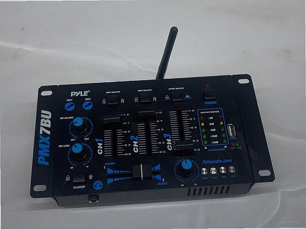 Pyle PMX7BU 3-Channel Bluetooth DJ Audio Mixer Controller with USB MP3