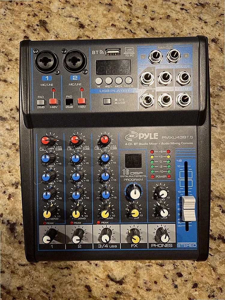 Pyle PMXU43BT Bluetooth 4 Ch. Studio / DJ Controller Audio Mixer Console System