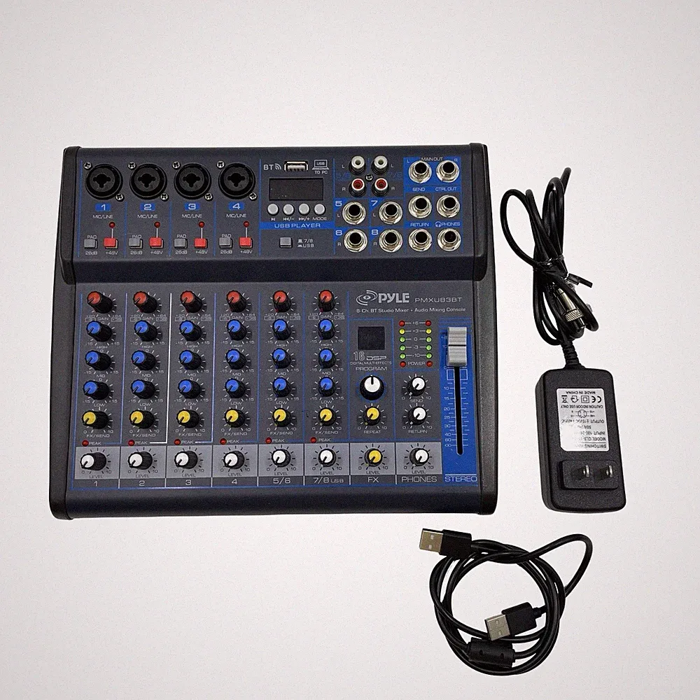 Pyle PMXU83BT 8 Channel Studio DJ Controller Bluetooth Audio Mixer #MB5694