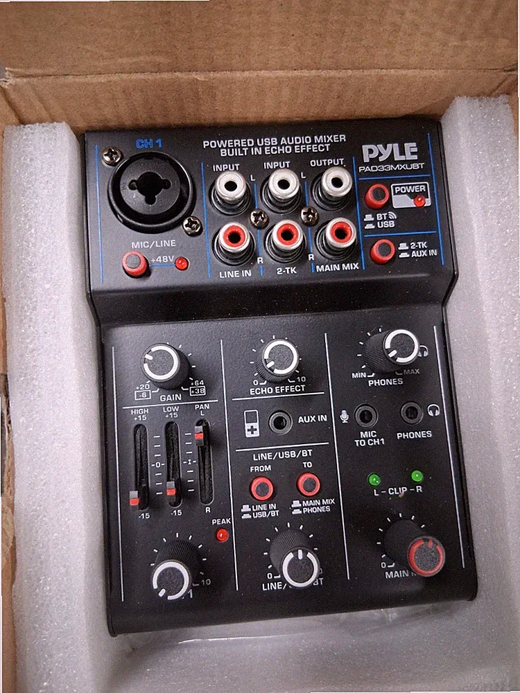 Pyle Pro PAD30MXUBT 3-Channel Bluetooth Audio Interface DJ Mixer