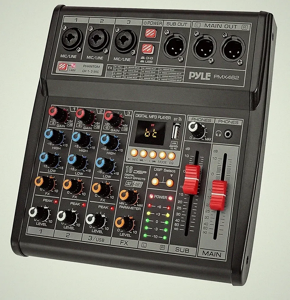 Pyle Professional DJ Audio Mixer - 3-Channel Controller with 16 Preset DSP Effec