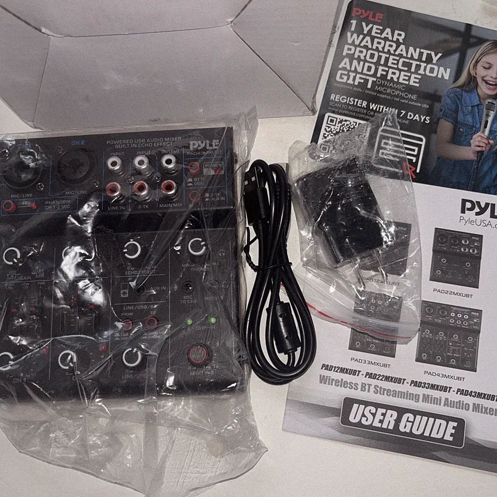 Pyle Professional Wireless DJ Audio Mixer 4 Channel Bluetooth Controller Sound