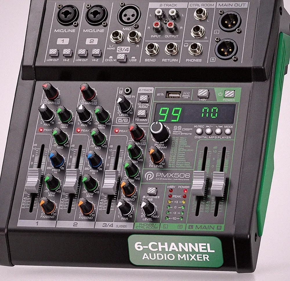 Pyle Professional Wireless DJ Audio Mixer 6 Channel Bluetooth Controller USB