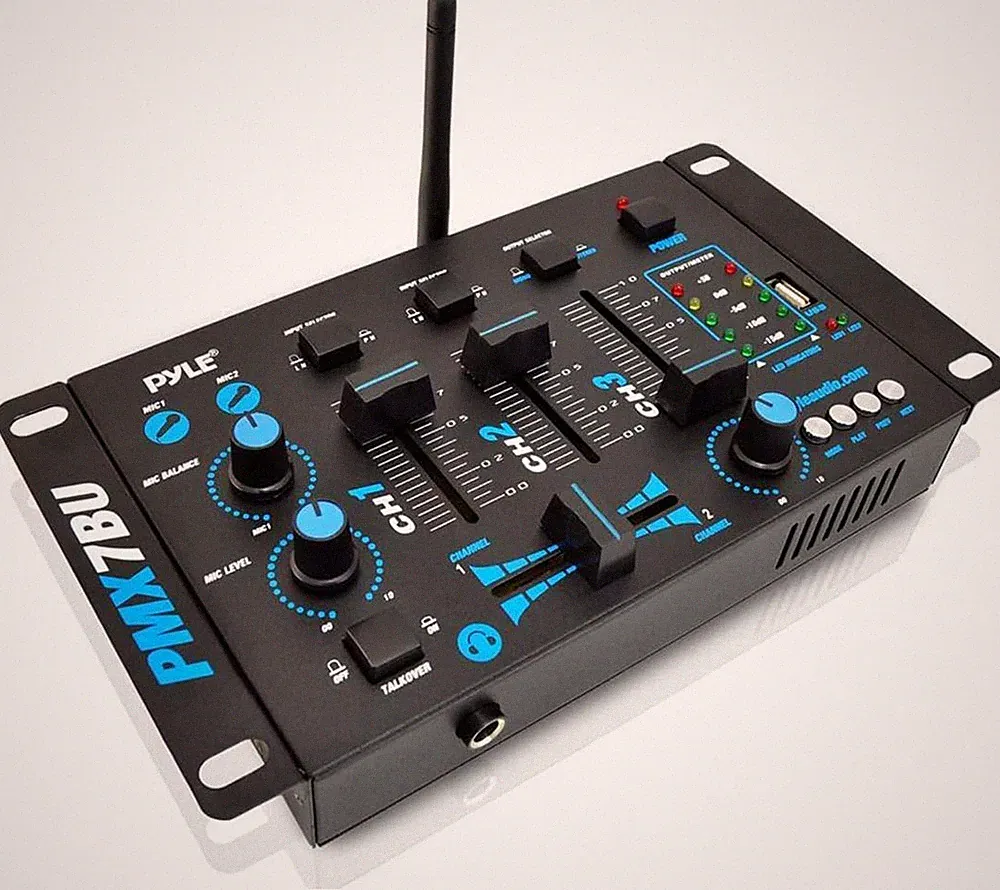 Pyle Wireless DJ Audio Mixer - 3 Channel Bluetooth Compatible DJ Controller
