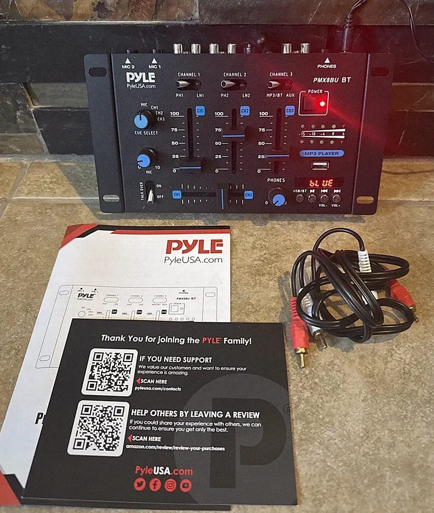 Pyle Wireless DJ Audio Mixer 3 Channel Bluetooth PMX8BU FAST SHIPPING