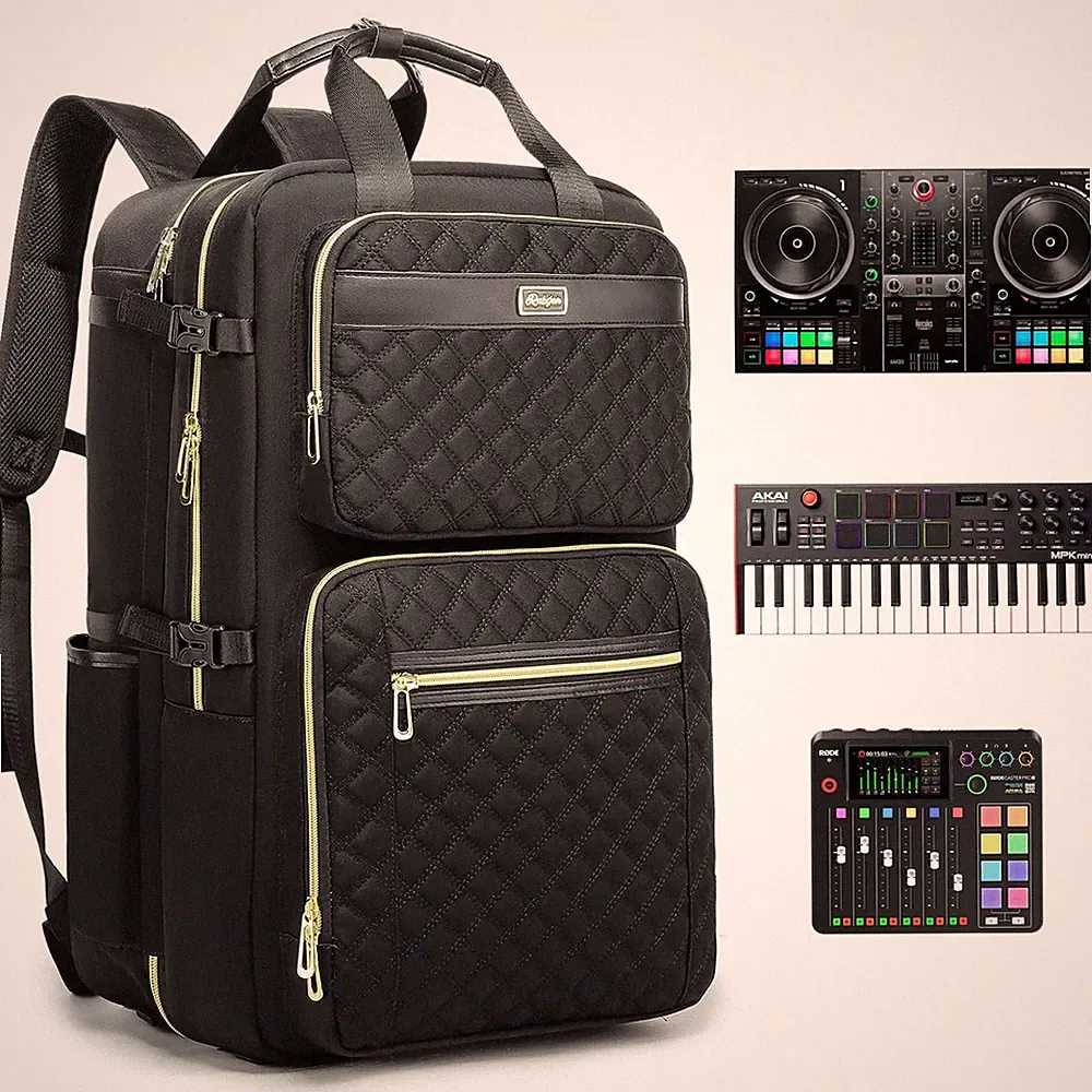Rabjen DJ Backpack for Club Gigs, DJ Mixer Case Compatible with Pioneer DJ